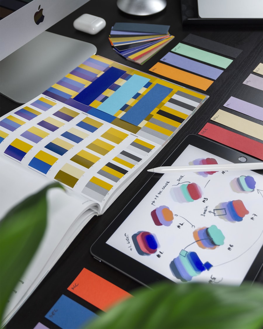 Colorful design workspace